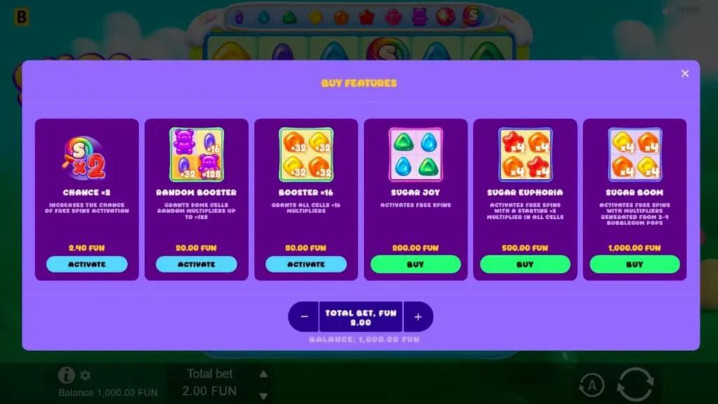 Tampilan visual slot Sugar Merge Up dengan simbol permen warna-warni