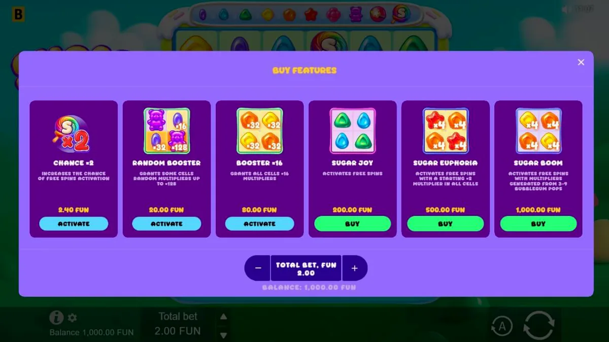 Tampilan visual slot Sugar Merge Up dengan simbol permen warna-warni